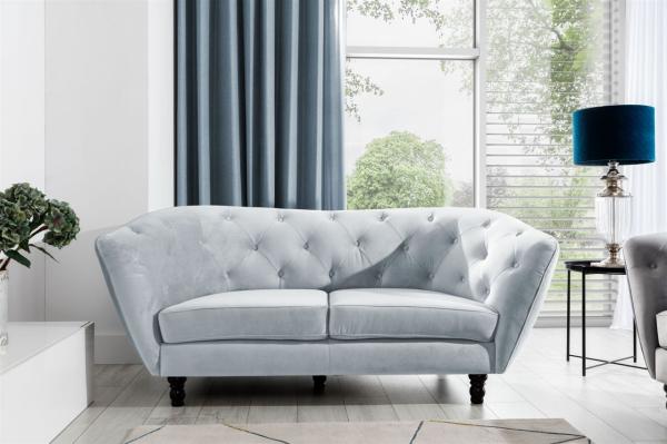 Sofa Designersofa CHARLOTTE 2-Sitzer in Stoff Matt Velvet Hellgrau