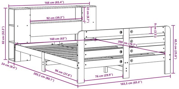 vidaXL Massivholzbett ohne Matratze Weiß 160x200 Kiefernholz 3309885 Bild 12