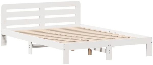 vidaXL Massivholzbett ohne Matratze Weiß 160x200 Kiefernholz 3309885 Bild 5