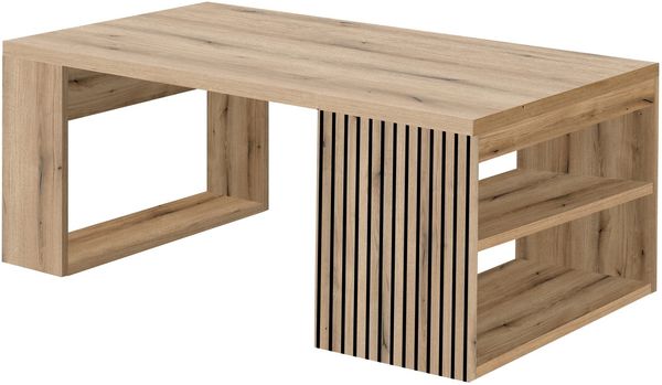 Couchtisch >Carlo< in Evoke Eiche Dekor, schwarz - 108x43x60cm (BxHxT)