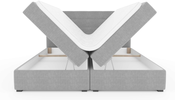 99rooms Bonvito Boxspringbett Hellgrau Strukturstoff INARI Bonell-Federung 140x200 cm Bild 2