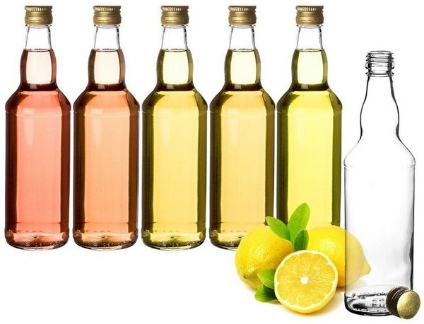 BigDean Trinkflasche Glasflaschen, 6x Glasflaschen 500ml, Schraubverschluss Gold, bauchiger Hals