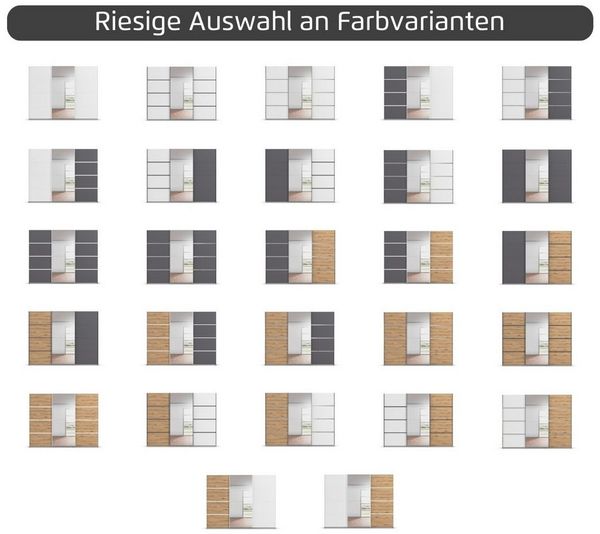 rauch Kleiderschrank Schwebetürenschrank OTTO´s Choice Garderobe Schrank TOP ANGEBOT Avola (3 verschiedene Ausstattungen BASIC/CLASSIC/PREMIUM (inkl. SOFT-CLOSE) mit eleganten Zierleisten in Chrom, Schwarz oder Weiß MADE IN GERMANY