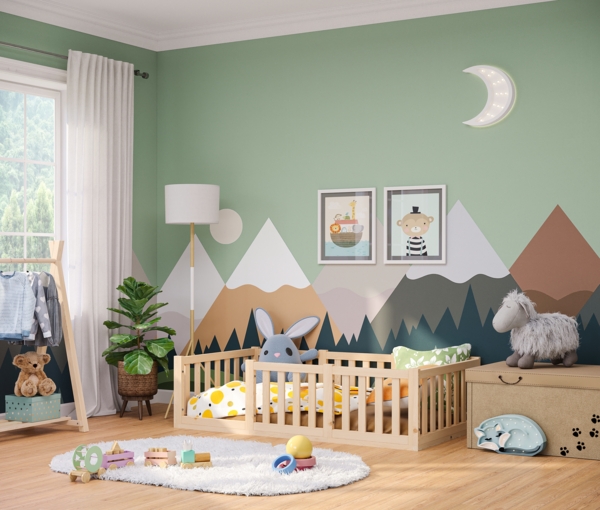 Bellabino 'Tapi' Bodenbett 80x160 cm, natur lackiert, Kiefer massiv, inkl. Lattenrost und Rausfallschutz Bild 6