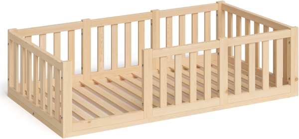 Bellabino 'Tapi' Bodenbett 80x160 cm, natur lackiert, Kiefer massiv, inkl. Lattenrost und Rausfallschutz Bild 2