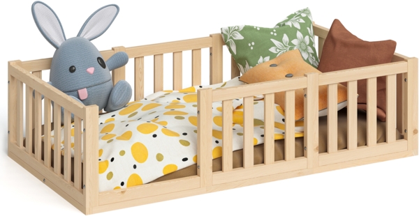 Bellabino 'Tapi' Bodenbett 80x160 cm, natur lackiert, Kiefer massiv, inkl. Lattenrost und Rausfallschutz Bild 7