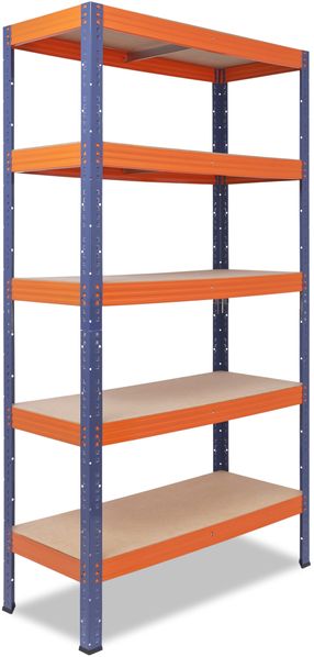 shelfplaza PRO 155x80x50 cm Schwerlastregal in blau-orange mit 5 Böden und 200 kg Traglast pro Boden