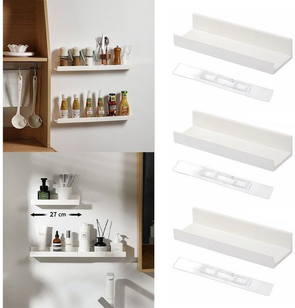 YMQHBS Küchenregal 3er-Set Wandregale für Küche Badezimmer, Set 3-tlg, Ohne Bohren