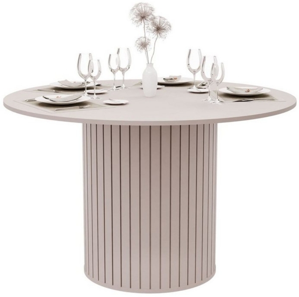 Lookway Esstisch ELODIE – Runder, nicht ausziehbarer Esstisch mit gefräster Basis (1x Tisch), Durchmesser: Ø120 cm