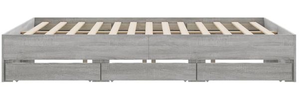 vidaXL Bettgestell mit Schubladen Grau Sonoma 160x200 cm Holzwerkstoff 3207264 Bild 7