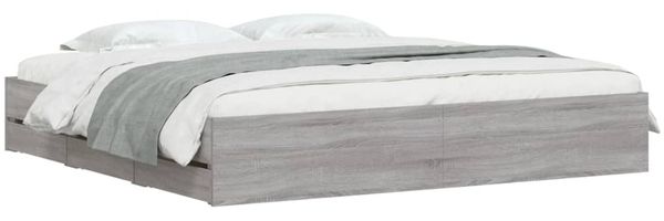 vidaXL Bettgestell mit Schubladen Grau Sonoma 160x200 cm Holzwerkstoff 3207264 Bild 3