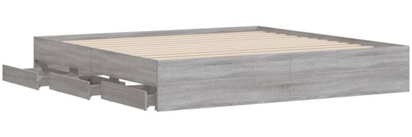vidaXL Bettgestell mit Schubladen Grau Sonoma 160x200 cm Holzwerkstoff 3207264 Bild 5
