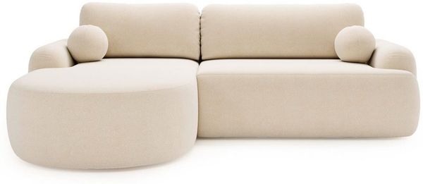 Compleo Ecksofa boucle, Designer Couch L-form, Rundes Design, 261 cm breit OLIO, TOPSELLER, MADE IN EU