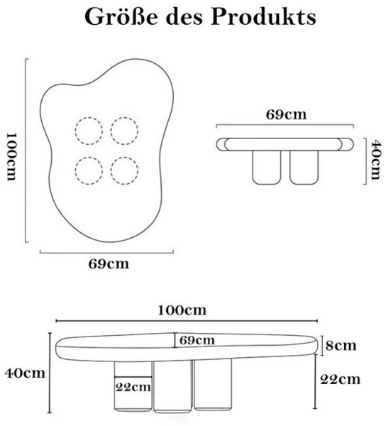 NUODWELL Couchtisch Wolken Couchtisch, Niedlicher Unregelmäßig Couchtisch im Cartoon-Stil Bild 4