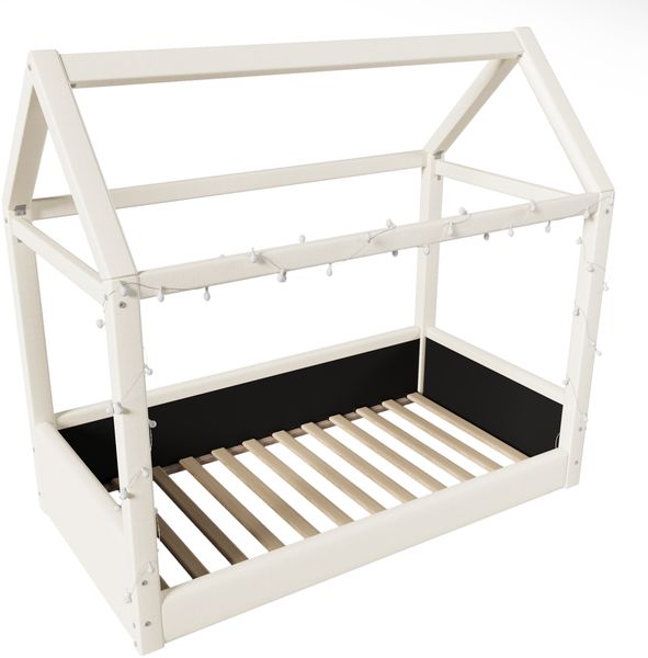 Gepolstertes Tagesbett (90 x 200 cm) mit LED-Lichtleisten, Beige