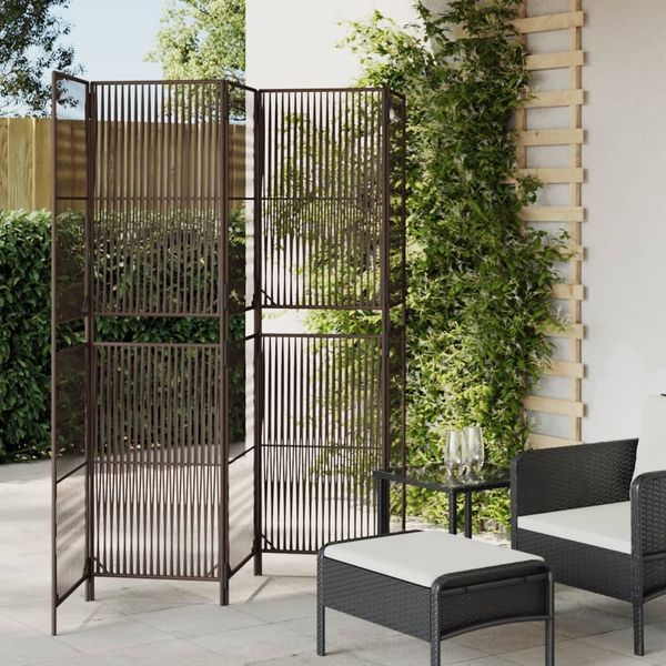 vidaXL Paravent 5-tlg. Braun Poly Rattan 365381