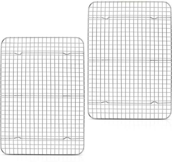 Homikit Kuchengitter Abkühlgitter 2er Set Edelstahl Groß Backen Kühlen 42x29,3cm