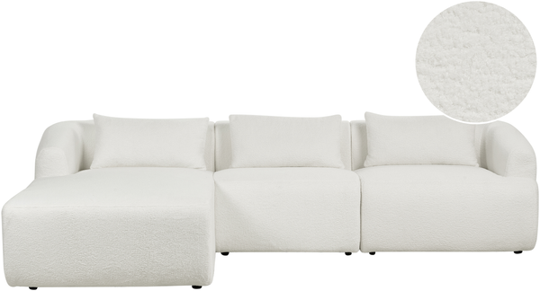 Ecksofa SVANSELE Bouclé Cremeweiß Rechtsseitig