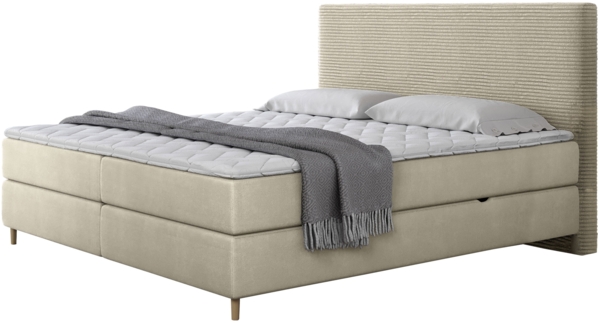 Boxspringbett Lorenka Cord, Beige, 180x200 cm