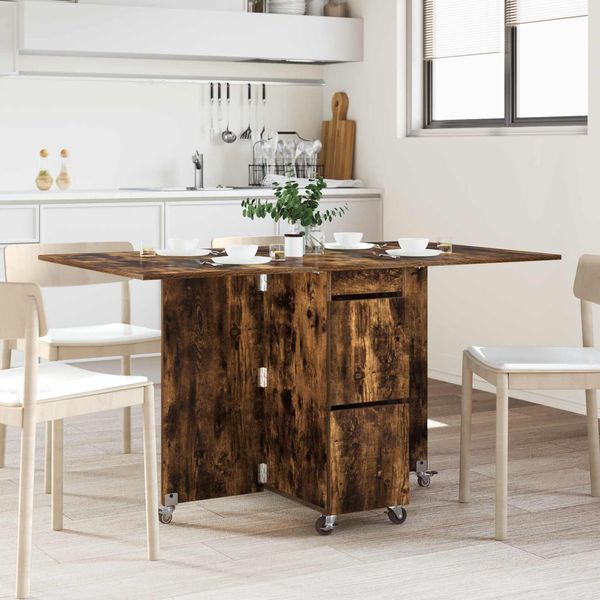 vidaXL Esstisch 2 pcs 140 x 80 x 77 cm Holzwerkstoff Geräucherte Eiche 3424936