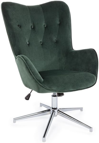 Sessel Farida aus Samt, modern und höhenverstellbar, grün, verchromtes Metallgestell, gepolstert