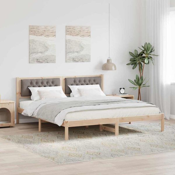 vidaXL Bettrahmen mit Kopfteil Taupe 160 x 200 cm Massives Kiefernholz 878177