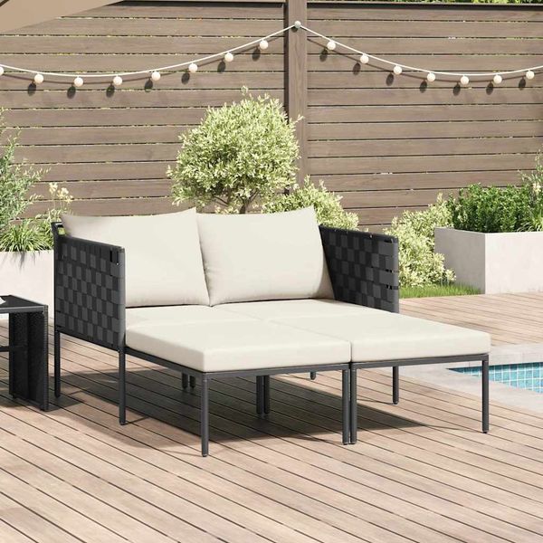 Sonnenliege mit Kissen 2-Person, Gartenliege Anthrazit 153 x 115 x 69,5 cm