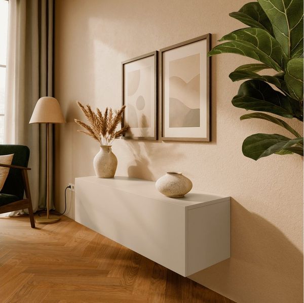 Platan Room Lowboard Kira, TV Schrank Fernsehschrank 105 / 140 / 210 / 280 cm breit Kaschmir Matt