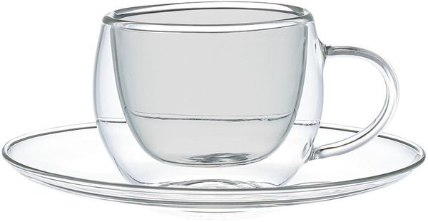 4-teiliges doppelwandiges Gläser-Set mit Untertassen – Perfekt für Mokka und Espresso Anthrazit