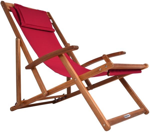 CASARIA® Sonnenliege aus Akazienholz rot 3-fach verstellbar