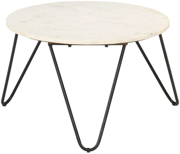 vidaXL Couchtisch Weiß 65x65x42 cm Echtstein in Marmoroptik 286446