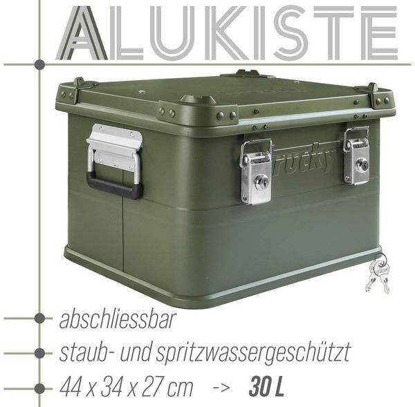 Trucky Allzweckkiste Auswahl 30-140 L Aluminium Box mit Deckel Grün Alukiste Transportbox