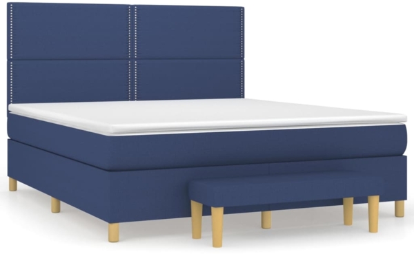 vidaXL Boxspringbett mit Matratze Blau 180x200 cm Stoff, Härtegrad: H2 [3137099]