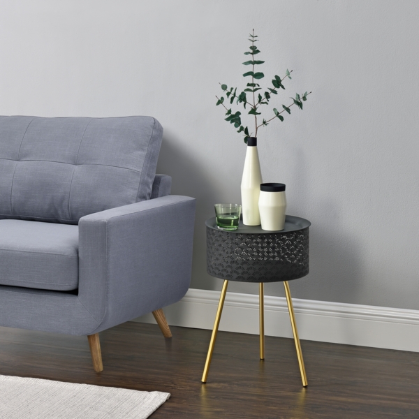 Beistelltisch Forshaga Schwarz-Gold 50x35cm [en. casa]