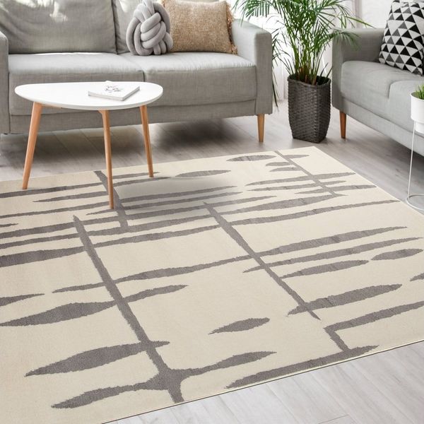 Mazovia Designteppich Modern Teppich Kurzflor Wohnzimmerteppich Robust und pflegeleicht GRAU, 120 x 170 cm, Fußbodenheizung,Allergiker geeignet,Farbecht,Pflegeleicht,Geometrisch