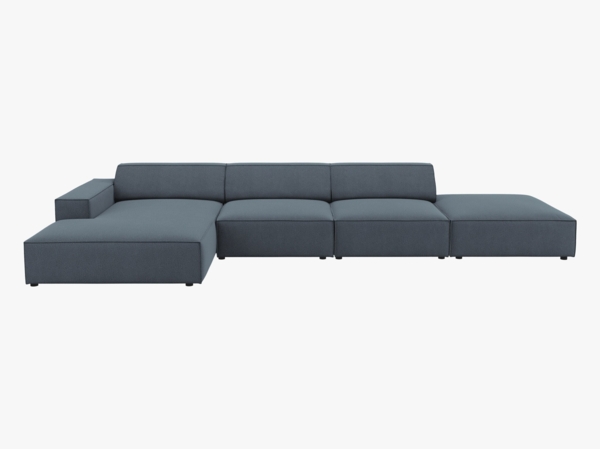 Micadoni Ecksofa Jodie 5-Sitzer Links Strukturierter Stoff Megan Blau