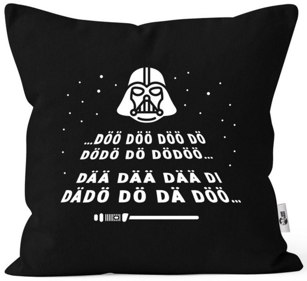 MoonWorks Dekokissen Kissen-Bezug Aufdruck Laserschwert Melodie Intro Sterne Parodie Weltall Kissenhülle Moonworks® Bild 4