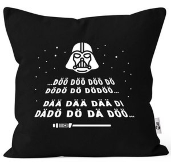 MoonWorks Dekokissen Kissen-Bezug Aufdruck Laserschwert Melodie Intro Sterne Parodie Weltall Kissenhülle Moonworks® Bild 6