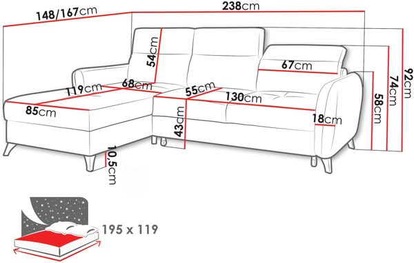 Ecksofa Todorio (Farbe: Vibe 08, Seite: Links) Bild 7