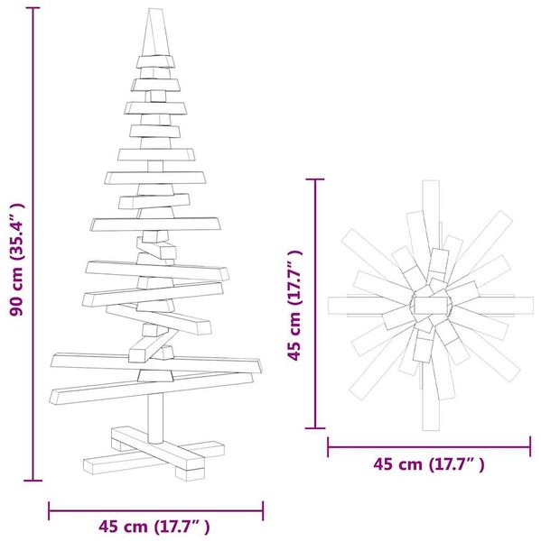 vidaXL Holz Weihnachtsbaum mit Ständer Braun 90 cm Massivholz Kiefer 42016698 Bild 11