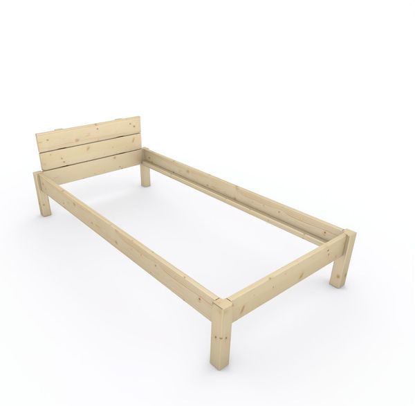 Pfostenbett "metallarm" Fichte Holzbett "Daybett" 100 x 210cm 38cm Einzelbett