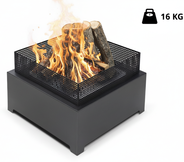 Fireplace Feuerschale Schwarz – Feuerstelle aus Stahl, 55 × 55 × 37 cm, 16 kg