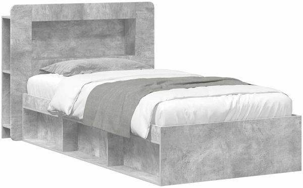 vidaXL Bettgestell mit Stauraum Betongrau 80x200 cm Holzwerkstoff 3433432