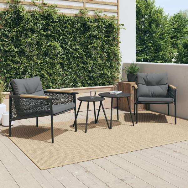 vidaXL Gartenstühle mit Kissen 2 Stk. Schwarz Stahl 4009301