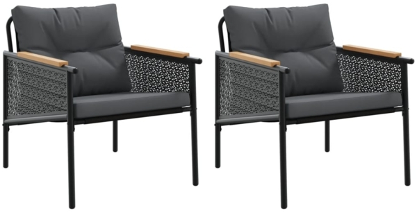 vidaXL Gartenstühle mit Kissen 2 Stk. Schwarz Stahl 4009301