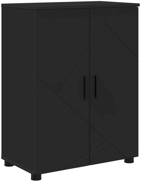 vidaXL Badezimmerschrank mit Speicher mit Tür Schwarz 60 x 35 x 80 cm 883305