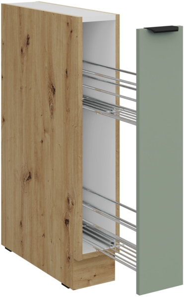 Küchen Unterschrank Schrankauszug 15 cm Küche ARIA Aquamarin ultra matt + Eiche Artisan matt, hochwertige Fronten mit Anti Fingerprint Beschichtung Küchenzeile Küchenblock Bild 3