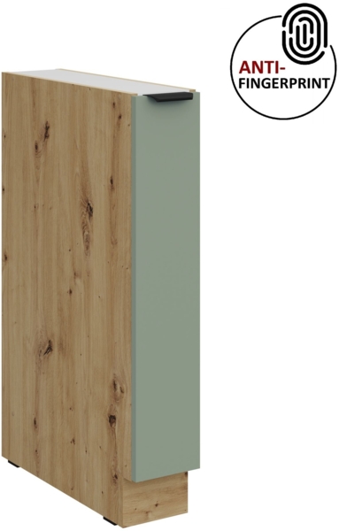 Küchen Unterschrank Schrankauszug 15 cm Küche ARIA Aquamarin ultra matt + Eiche Artisan matt, hochwertige Fronten mit Anti Fingerprint Beschichtung Küchenzeile Küchenblock Bild 1