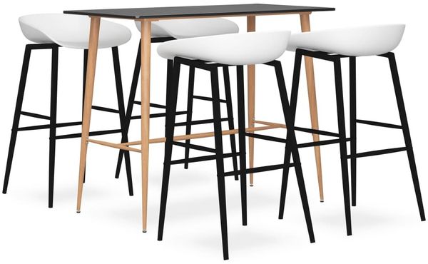 vidaXL 5-tlg. Bar-Set Schwarz und Weiß 3057466