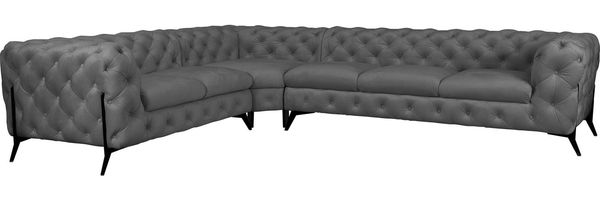 Leonique Chesterfield-Sofa Amaury L-Form, großes Ecksofa, Chesterfield-Optik, Breite 323 cm, Fußfarbe wählbar